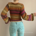 Vintage short tie-dye knitted pullover